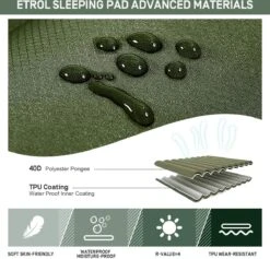 ETROL Camping Slaapmat-2-in-1 Zelfopblazende Kampeermat Met Kussen (78"x 28"), Lichtgewicht, Dik 4"compact Kussen, Geschikt Voor Zelfrijdende Reizen, Lekvrije, Waterdichte Tent -Camping Korting 1200x1153