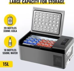 VEVOR - Coolbox - Koelbox 15L - Elektrische Coolbox - Draagbare Mini Koelkast - Draagbare Auto Vriezer 12/24Volt -Camping Korting 1200x1155 15