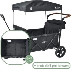 FableKids LEO X4Lite Opvouwbare Handkar Met Dak Onyx Zwart -Camping Korting 1200x1163 3