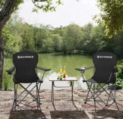 MIRA Home - Campingstoel Set Van 2 Inklapbaar - Klapstoel Met Robuust Frame - Met Flessenhouder - 76 X 51.5 X 95.5 Cm - Zwart -Camping Korting 1200x1166 2