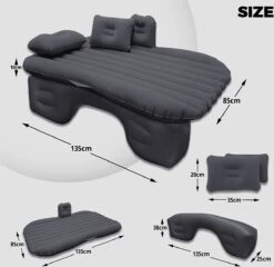Flightmode - Opblaasbaar Matras Voor Auto, Opblaasbaar Bed, Autostoel, Comfortabel, Met Elektrische Luchtpomp En 3 Adapters, 2 Kussens En Transporttas, Voor Camping, Reizen, Strand -Camping Korting 1200x1166 7