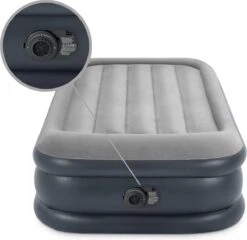 Intex Luchtbed - 1-Persoons - 99 X 191 X 42 Cm - Grijs - Met Pomp, Hoeslaken Antraciet En Reparatieset -Camping Korting 1200x1166 8