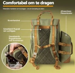 Cabinmax Koeltas - Koelrugzak - Picknick - Picknicktas Met Flessenhouder - Koelrugtas 24L - Olive Green -Camping Korting 1200x1169 4