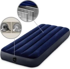 Intex Luchtbedset Intex Luchtbed - 1-Persoons - 76 X 191 X 25 Cm - Blauw + Intex Elektrische Pomp - 650 Liter/min + Hoeslaken Antraciet + Reparatieset -Camping Korting 1200x1171 2