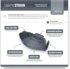 SensaHome- Siliconen Vergiet - Keuken Afgietdeksel - Afgiethulp - Siliconen - BPA Vrij - Grijs -Camping Korting 1200x1171 5
