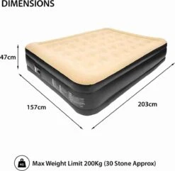 Merkloos Avenli 88030 Hoog Verhoogd Gevlokt Luchtbed | Queensize | Ingebouwde Pompen | Snelle En Gemakkelijke Inflatie -Camping Korting 1200x1173