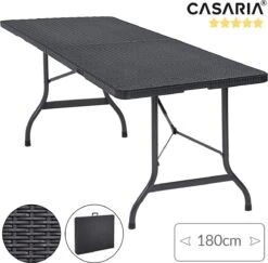 Casaria Tuintafel Opvouwbaar – Met Draaggreep 180x75 Cm – Zwart -Camping Korting 1200x1180 1