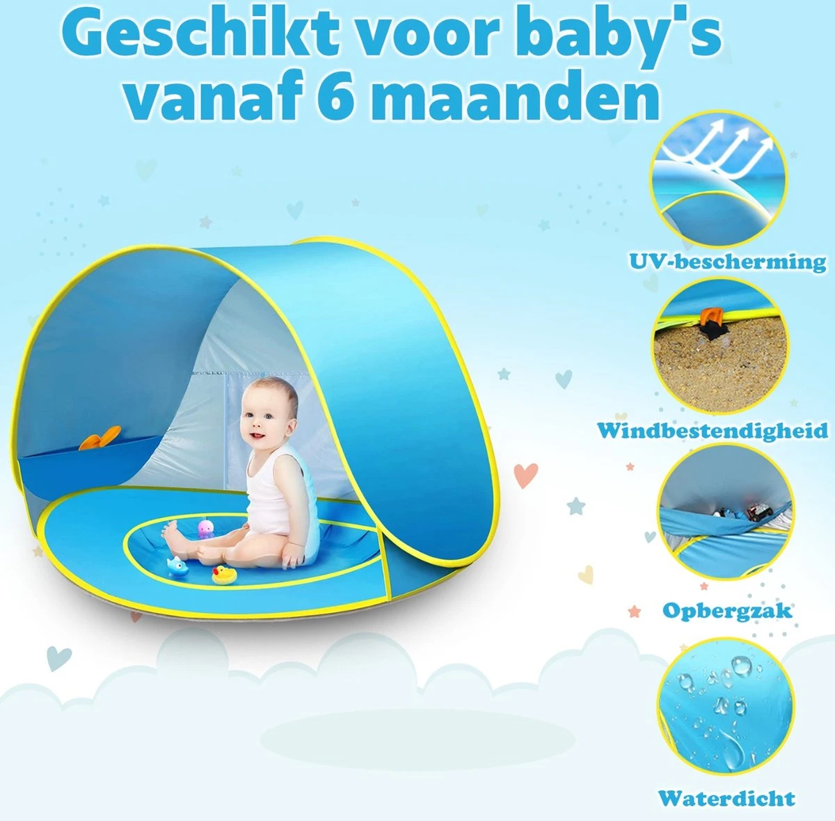 Seidon Strandtent Baby - Pop Up Tent - UV Bescherming - Baby En Kind - Waterdicht - Zwembadje - UV Bescherming 4 Seidon Strandtent Baby - Pop Up Tent - UV Bescherming - Baby En Kind - Waterdicht - Zwembadje - UV Bescherming - Afbeelding 4