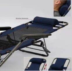 Ligstoel 155x60cm - Opvouwbaar Campingstoel Ligbed Strandstoel Tuinstoel Vouwligstoel Blauw -Camping Korting 1200x1184 2