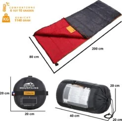 Dutch Mountains Slaapzak Tholen - 200 X 80cm - Aanritsbaar - Slechts 1140 Gram – Polyester - Tochtstrip En Compressiehoes -Camping Korting 1200x1184 4