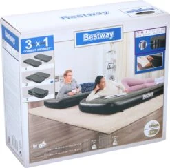 Bestway 3-in-1 Luchtbed - Connect - Zwart - 188x99cm - PVC/Polyester - Single, Double Single En Twin Opblaasbed - Tritech Materiaal - I-Beam Constructie -Camping Korting 1200x1184 6