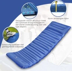 Hikr® Slaapmat 10cm+ Dikte - Comfortabel Luchtmatras - Zelfopblazend Met De Voet - TPU+40D Nylon - Slaapmatje Eenpersoons En Uit Te Breiden Tot Tweepersoons - Slaapmat Met Ingebouwde Pomp -Camping Korting 1200x1186 7