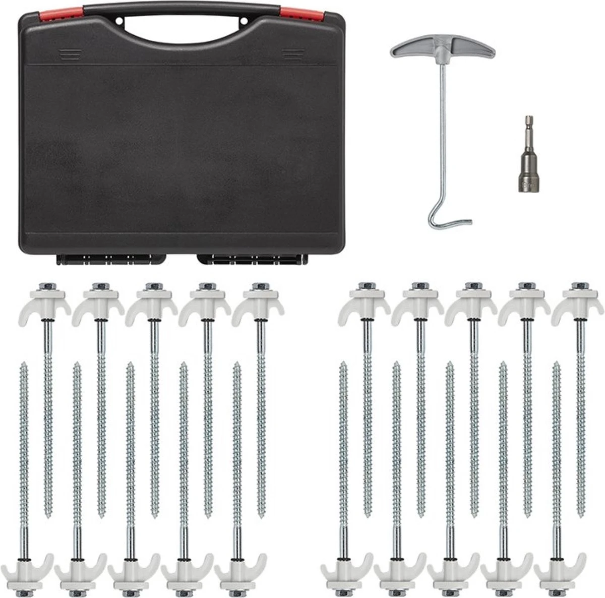 PROPLUS Pro Plus Tentharing Set - 20 Stuks - Ø 7 X 200 Mm - Schroefbaar - Adapter + Koffer 6 PROPLUS Pro Plus Tentharing Set - 20 Stuks - Ø 7 X 200 Mm - Schroefbaar - Adapter + Koffer - Afbeelding 6