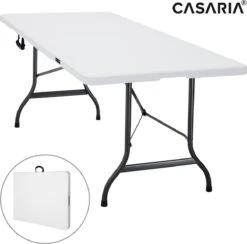 Casaria Tuintafel Opvouwbaar – Met Draaggreep 220x70 Cm – Wit -Camping Korting 1200x1187 2