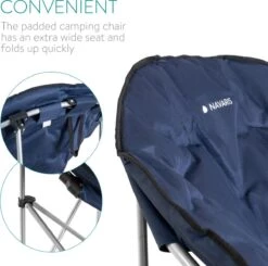 Navaris Klapstoel Met Draagtas - Campingstoel - Draagbare Stoel Voor Kamperen, Festivals En Vissen - Strandstoel - Inklapbaar - Donkerblauw -Camping Korting 1200x1188
