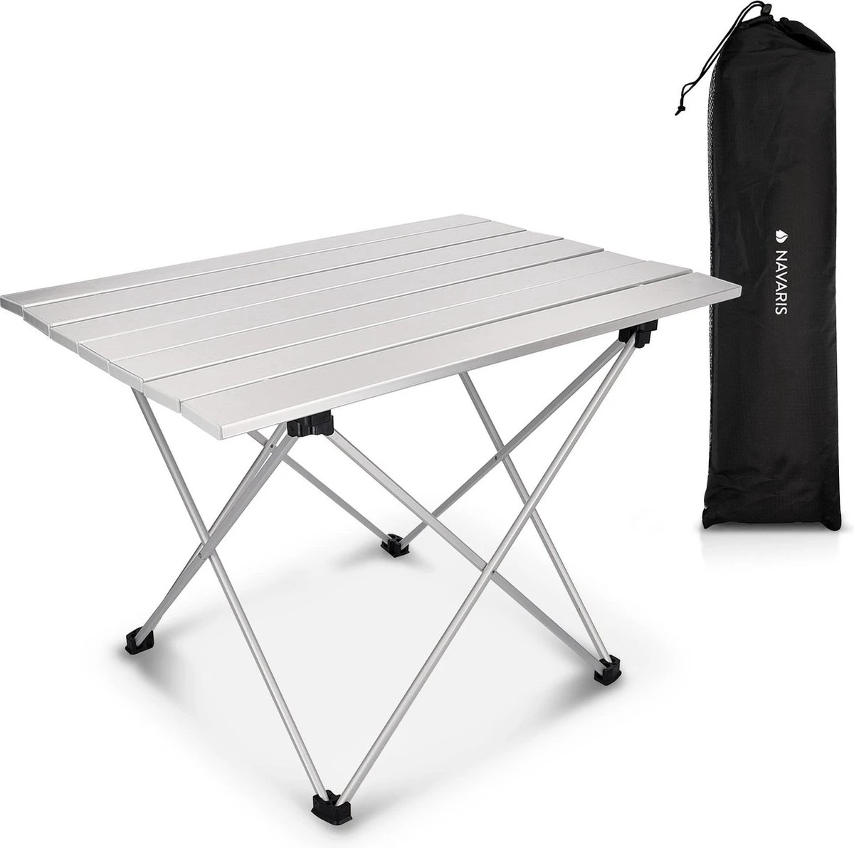 Navaris Campingtafel - Inklapbaar Campingtafeltje Van Aluminium - Opvouwbare Tafel Inclusief Draagtas - Picknicktafel - Zilver 1 Navaris Campingtafel - Inklapbaar Campingtafeltje Van Aluminium - Opvouwbare Tafel Inclusief Draagtas - Picknicktafel - Zilver