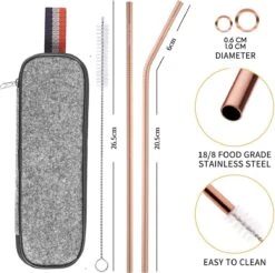 House Of Husk Reisbestek - Reis Bestekset - Chopsticks - Metalen Rietjes Met Borstel - Lepel - Vaatwasserbestendig - RVS - 7 Delig - Rose Goud -Camping Korting 1200x1193 2