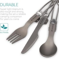 Navaris Campingbestek Van Titanium - Set Met Vork, Mes En Lepel - Inklapbaar - Bestekset Voor Onderweg - Inclusief Karabijnhaak En Bewaarzakje -Camping Korting 1200x1195 7