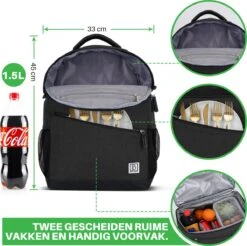 Brisby 4 Laags Geïsoleerde Koeltas Rugzak - 25 Liter - Met Handige Vakken Voor Bestek En Essentials - Waterafstotend Materiaal - Zwart -Camping Korting 1200x1196 22