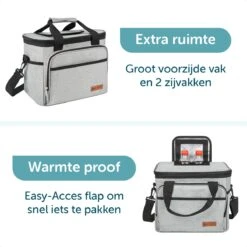 ForDig Koeltas L Grijs (15 Liter) - Gemaakt Van 600D Polyester Met PEVA-Voering - Ruimte Voor 20 Blikjes Of 10 Halve Liter Flessen - Opvouwbaar Koel Tas Met Easy-Acces Flap - Ruimte Voor Bestek - Picknick Cool Bag - Coolerbag - Grote Cooler -Camping Korting 1200x1200 1037
