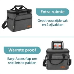 ForDig Koeltas L Zwart (15 Liter) - Gemaakt Van 600D Polyester Met PEVA-Voering - Ruimte Voor 20 Blikjes Of 10 Halve Liter Flessen - Opvouwbaar Koel Tas Met Easy-Acces Flap - Ruimte Voor Bestek - Picknick Cool Bag - Coolerbag - Grote Cooler -Camping Korting 1200x1200 1108
