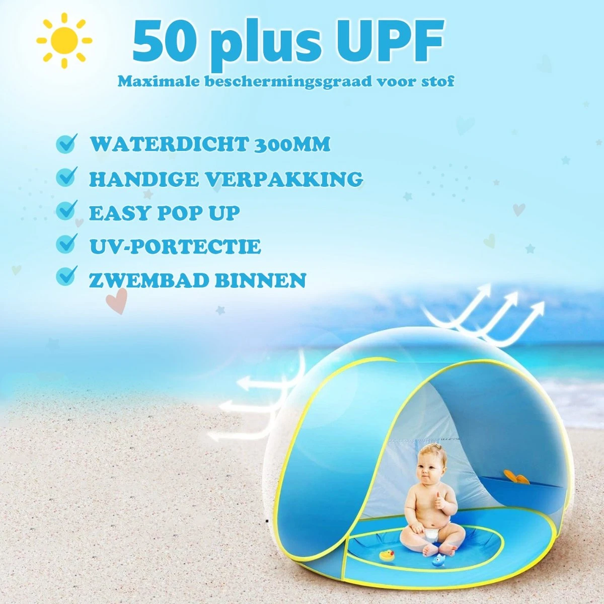 Seidon Strandtent Baby - Pop Up Tent - UV Bescherming - Baby En Kind - Waterdicht - Zwembadje - UV Bescherming 9 Seidon Strandtent Baby - Pop Up Tent - UV Bescherming - Baby En Kind - Waterdicht - Zwembadje - UV Bescherming - Afbeelding 9