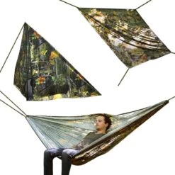 MacGyver® ‘3-in-1’ Tent | Tarp – Schaduwdoek – Hangmat | Strandtent | Outdoor-tent | Shelter | Vistent | 280 X 280 Cm | Camouflage | Waterdicht | Lichtgewicht
