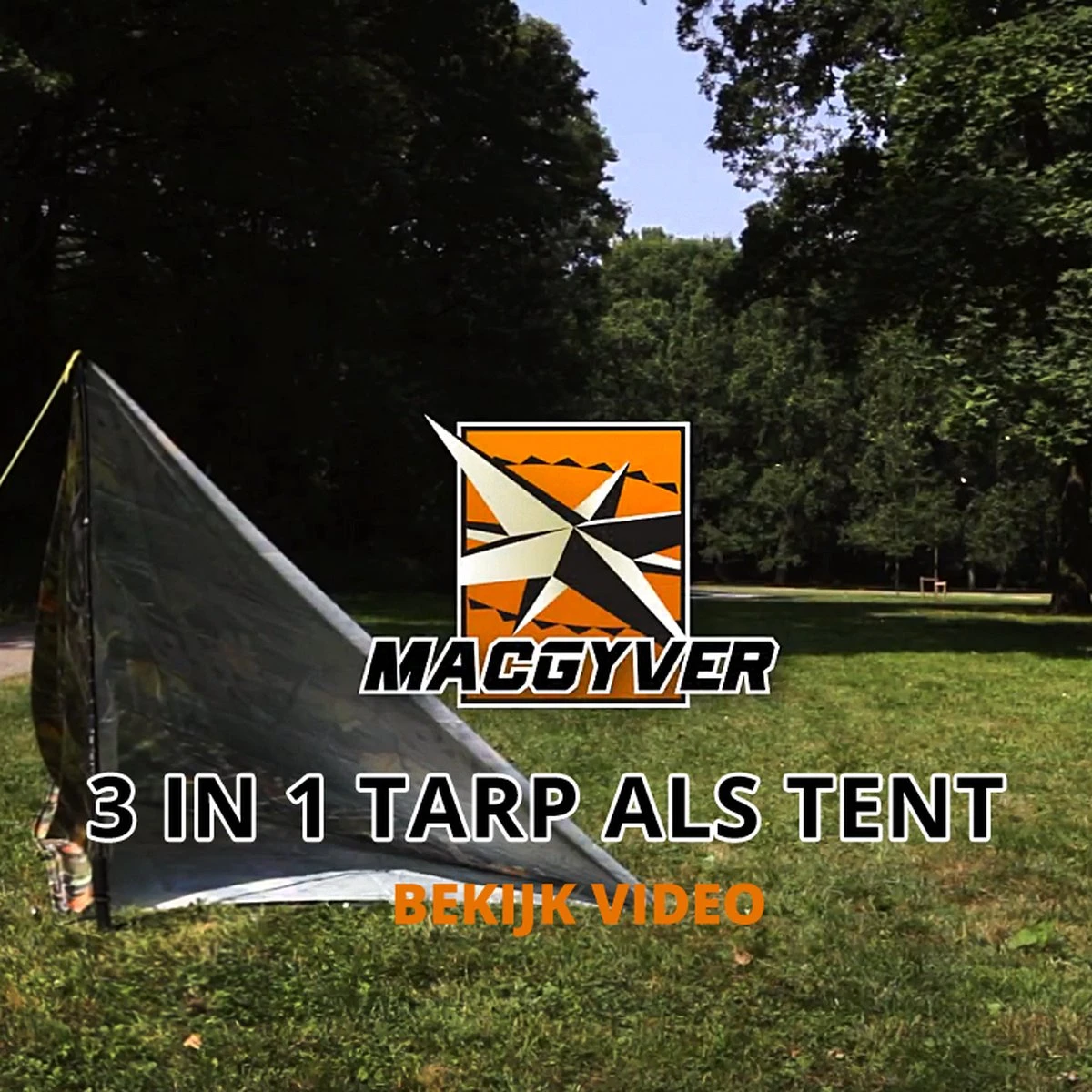 MacGyver® ‘3-in-1’ Tent | Tarp – Schaduwdoek – Hangmat | Strandtent | Outdoor-tent | Shelter | Vistent | 280 X 280 Cm | Camouflage | Waterdicht | Lichtgewicht 12 MacGyver® ‘3-in-1’ Tent | Tarp – Schaduwdoek – Hangmat | Strandtent | Outdoor-tent | Shelter | Vistent | 280 X 280 Cm | Camouflage | Waterdicht | Lichtgewicht - Afbeelding 12