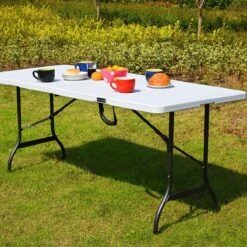 Casaria Tuintafel Opvouwbaar – Met Draaggreep 220x70 Cm – Wit -Camping Korting 1200x1200 143