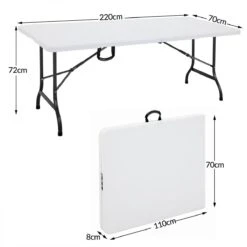 Casaria Tuintafel Opvouwbaar – Met Draaggreep 220x70 Cm – Wit -Camping Korting 1200x1200 145