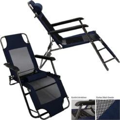 Ligstoel 155x60cm - Opvouwbaar Campingstoel Ligbed Strandstoel Tuinstoel Vouwligstoel Blauw -Camping Korting 1200x1200 177