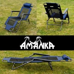 Ligstoel 155x60cm - Opvouwbaar Campingstoel Ligbed Strandstoel Tuinstoel Vouwligstoel Blauw -Camping Korting 1200x1200 179