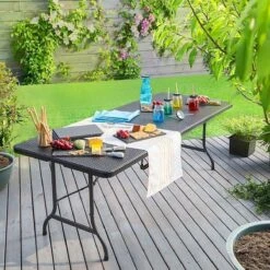 Casaria Tuintafel Opvouwbaar – Met Draaggreep 180x75 Cm – Zwart -Camping Korting 1200x1200 194