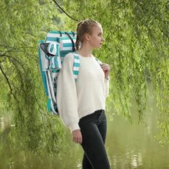 Strandstoel Met Afneembare Hoofdsteun, Draagbare Klapstoel, Campingstoel, Rugleuning Tot 180° Verstelbaar, Met Bekerhouder En Zijvak, Groene En Witte Strepen GCB62JW -Camping Korting 1200x1200 22