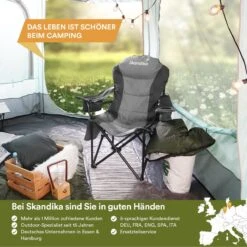 Skandika Relax Comfort Campingstoel - Campingstoel Opvouwbaar - Comfortabele Klapstoel Met Drinkhouder En Koelvak, Tot Max. 160 Kg, Opvouwbaar, Lichtgewicht | Vouwstoel Voor Kamperen, Camping, Festival, Vissen – Grijs -Camping Korting 1200x1200 290