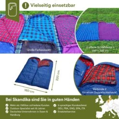 Skandika Dundee Flannel-R Slaapzak – Slaapzakken – Slaapzakken Volwassen - Maat M – Unisex - Katoen, Luxe Kwaliteit, Dubbele Slaapzak, 3 Seizoenen, Tot -20°C - 220 X 80 Cm - Outdoor Kampeerslaapzak – Ritssluiting Rechts - Grijs/geel -Camping Korting 1200x1200 442