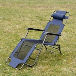 Ligstoel 180x60cm - Opvouwbaar Campingstoel Ligbed Strandstoel Tuinstoel Vouwligstoel Blauw -Camping Korting 1200x1200 45