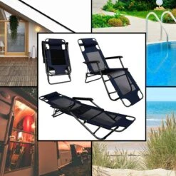 Ligstoel 180x60cm - Opvouwbaar Campingstoel Ligbed Strandstoel Tuinstoel Vouwligstoel Blauw -Camping Korting 1200x1200 48