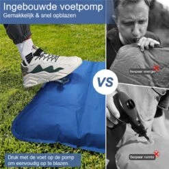 Hikr® Slaapmat 10cm+ Dikte - Comfortabel Luchtmatras - Zelfopblazend Met De Voet - TPU+40D Nylon - Slaapmatje Eenpersoons En Uit Te Breiden Tot Tweepersoons - Slaapmat Met Ingebouwde Pomp -Camping Korting 1200x1200 509