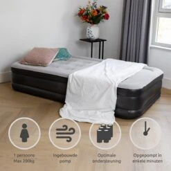BluMill Eenpersoons Luchtbed - Met Ingebouwde Pomp - Luchtbed Zelfopblazend - Incl. Draagtas - 191x99x36 Cm -Camping Korting 1200x1200 513