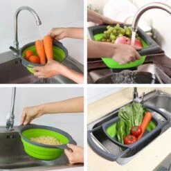 Buxibo - 3-Delige Keuken Vergiet Set Inklapbaar Groen/Grijs -Camping Korting 1200x1200 597