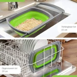 Buxibo - 3-Delige Keuken Vergiet Set Inklapbaar Groen/Grijs -Camping Korting 1200x1200 598