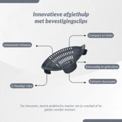 SensaHome- Siliconen Vergiet - Keuken Afgietdeksel - Afgiethulp - Siliconen - BPA Vrij - Grijs -Camping Korting 1200x1200 651