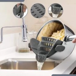 SensaHome- Siliconen Vergiet - Keuken Afgietdeksel - Afgiethulp - Siliconen - BPA Vrij - Grijs -Camping Korting 1200x1200 654