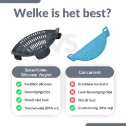 SensaHome- Siliconen Vergiet - Keuken Afgietdeksel - Afgiethulp - Siliconen - BPA Vrij - Grijs -Camping Korting 1200x1200 658