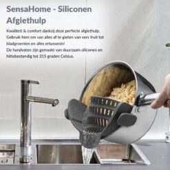 SensaHome- Siliconen Vergiet - Keuken Afgietdeksel - Afgiethulp - Siliconen - BPA Vrij - Grijs -Camping Korting 1200x1200 659