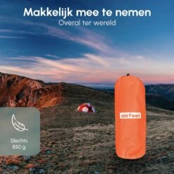 AirFeel Lichtgewicht Opsblaasbaar Slaapmatje - Ingebouwde Pomp En Kussen - 196 X 60 X 6 Cm - Orange -Camping Korting 1200x1200 694