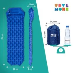 TRVLMORE Slaapmat - Zelfopblazend - 1 Persoons - Ingebouwde Pomp En Kussen - Blauw -Camping Korting 1200x1200 702
