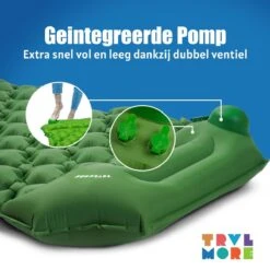 TRVLMORE Slaapmat - Zelfopblazend - 1 Persoons - Ingebouwde Pomp En Kussen - Groen -Camping Korting 1200x1200 715