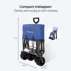 LifeGoods Bolderkar - Opvouwbaar - Tot 80KG - 94L - Wasbaar Polyester - 98x45cm - Blauw/Grijs -Camping Korting 1200x1200 774